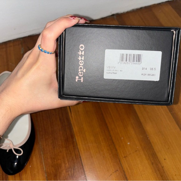 Repetto Camille ballet flats noir black with pink trim - Picture 6 of 9